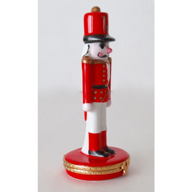 French French Limoges, Hand-Painted Signed, Red "Nutcracker," Toy Soldier Limited Editon Numbered Trinket Box For Sale - Image 3 of 10