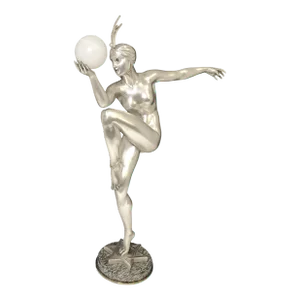 Large 24 " Art Deco Silvered Bronze Statue of Dancer Stella Guiraud-Rivière, Etling