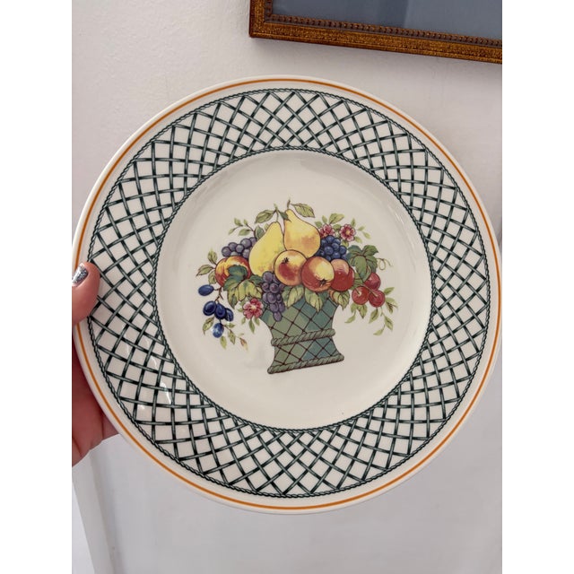 Vintage Floral Fruit Basket Lattice Dinner Plates by Villeroy & Boch - A Set of 10 Plates For Sale - Image 9 of 10