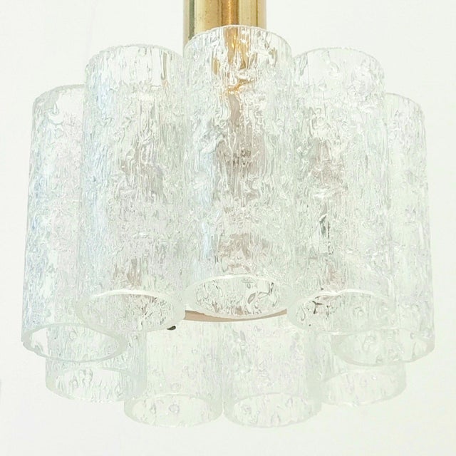 1960s Mid-Century Modern Murano Ice Glass Triple Pendant Light from Doria Leuchten, Germany, 1960s For Sale - Image 5 of 9