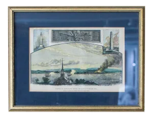Mid 18th Century "Battle of Bunker Hill" Reproduction Print, Framed