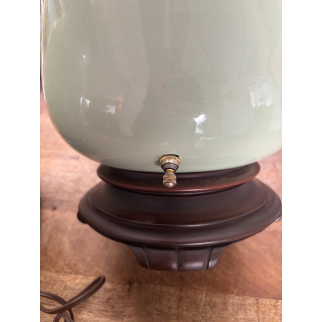 Mid 20th Century Mid 20th Century Large Scale Soft Green Ginger Jar Lamps by Haegar, a Pair For Sale - Image 5 of 8
