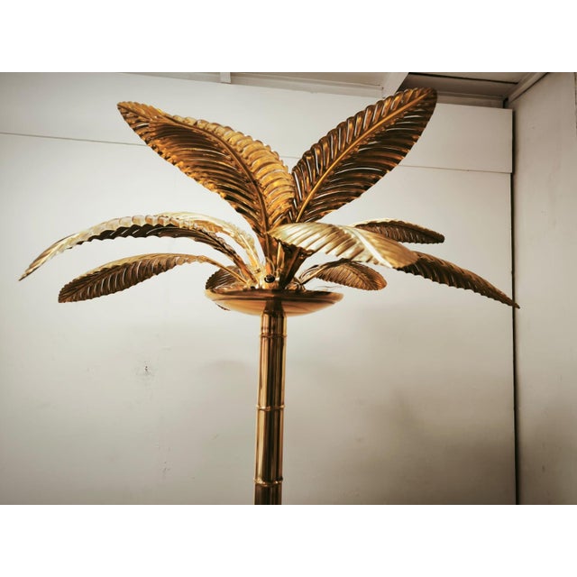 Vintage 12-Light Palm Floor Lamp in Brass, 1970s For Sale - Image 12 of 18