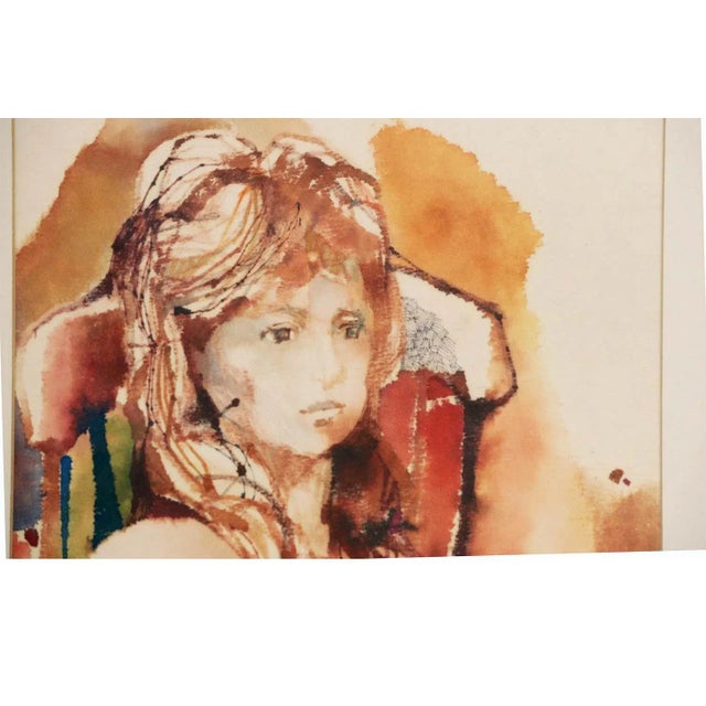 An original, gorgeous, watercolor Portrait of a girl by Listed Artist Myra Sides Copus, harmonious, beautiful, colors...