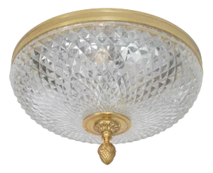 French Knurled Crystal Dore Bronze Brass Flush Mount