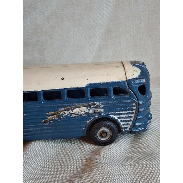Vintage Arcade Cast Iron Greyhound Bus 9" Toy 1930s Blue 438b All Original For Sale - Image 17 of 18