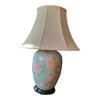 Vintage Chinese Famille Rose Porcelain Ginger Jar Table Lamp For Sale