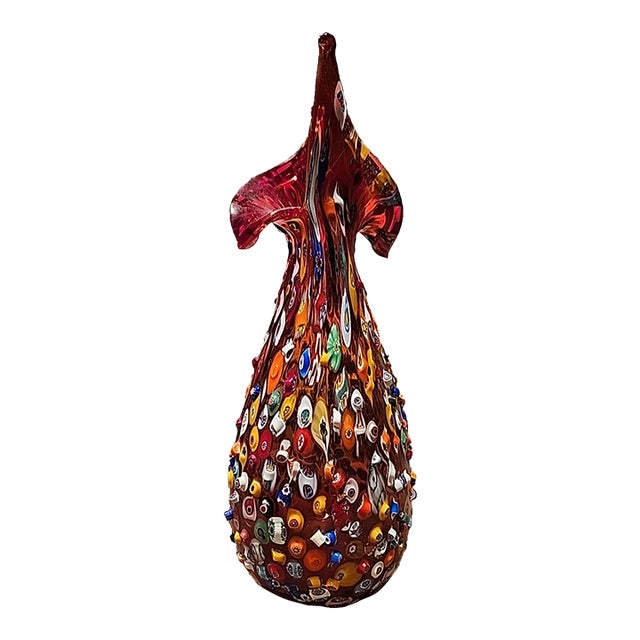 Authentic Murano Glass Millefiori Vase-Signed Imperio Rossi-Certifued #033 For Sale