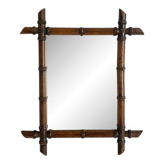 1930s French Faux Bamboo Wall Mirror For Sale