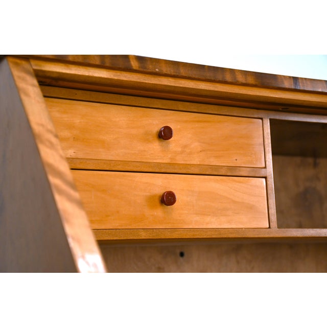 Brown Swedish Grace Flamed Birch and Macassar Secretaire from Svenska Möbelfabrikerna, Late 1920s For Sale - Image 8 of 9
