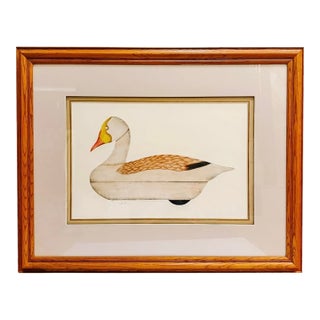 1960s Framed and Matted Arthur Nevin Snow Goose Decoy Etching Print For Sale