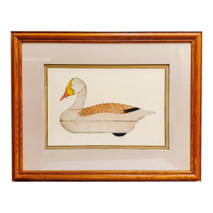 1960s Framed and Matted Arthur Nevin Snow Goose Decoy Etching Print