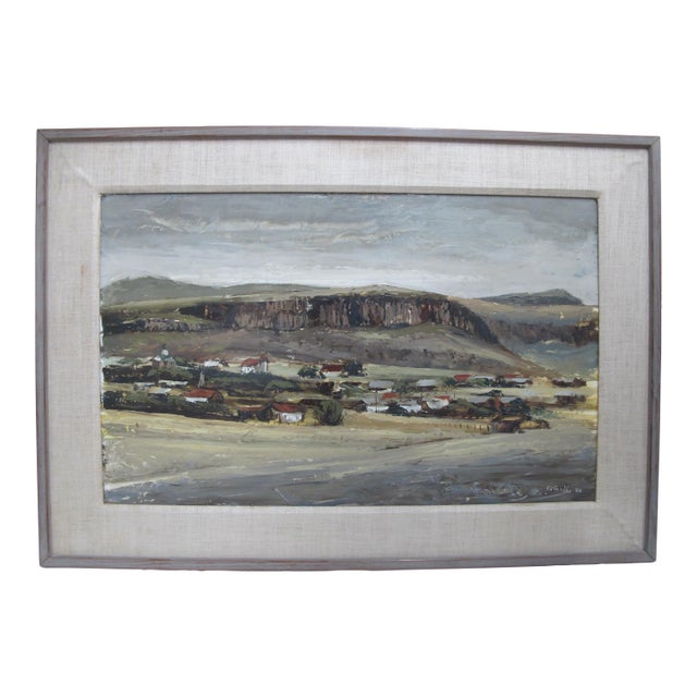 Cecil Casebier Signed Original Ft Davis Texas Landscape Framed Oil Painting For Sale