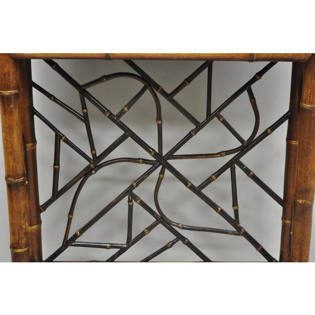Antique English Victorian Bamboo Chinoiserie Compact Fall Front Secretary Desk For Sale - Image 15 of 18