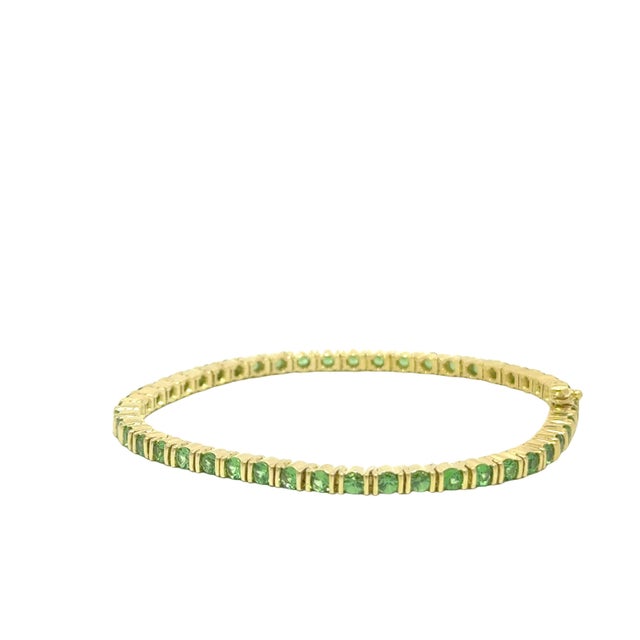 Contemporary Jean Vitau Tsavorite 18k Yellow Gold Tennis Bracelet For Sale - Image 3 of 7
