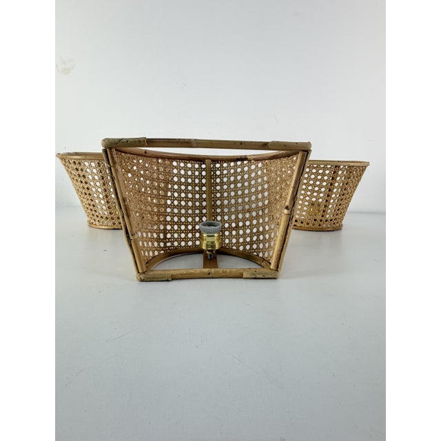 Mid-Century Modern Italian Rattan and Bamboo Wall Lamps, 1960s, Set of 3 For Sale - Image 12 of 15