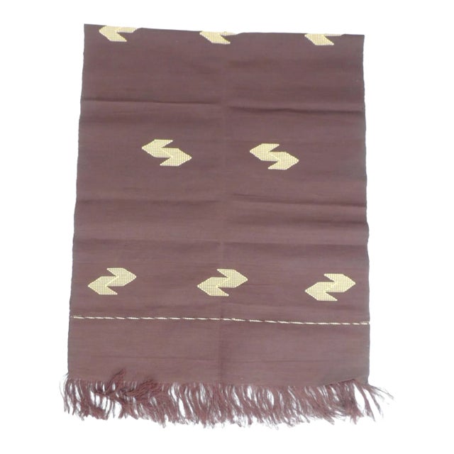 Brown and Gold Silk Woven Textile Panel with Fringes For Sale