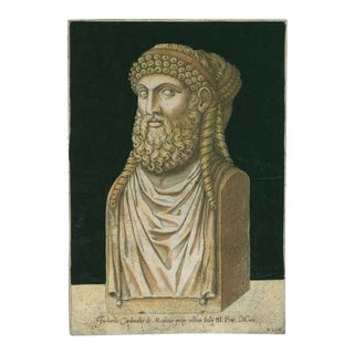 Classical Draped Herm – Lafreri Old Master Engraving, Rome, 1569 – Plate XLIII For Sale