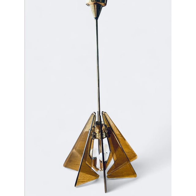 Stunning tinted glass and brass lamp by Gino Paroldo for Fontana Arte, Italy, 1950's This piece is attributed to the...