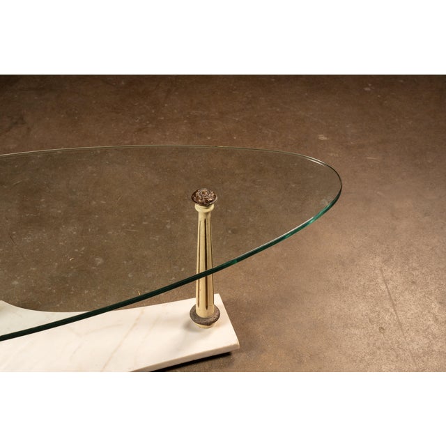 Mid-Century Marble and Glass Neoclassical Oblong Coffee Table For Sale In Chicago - Image 6 of 7