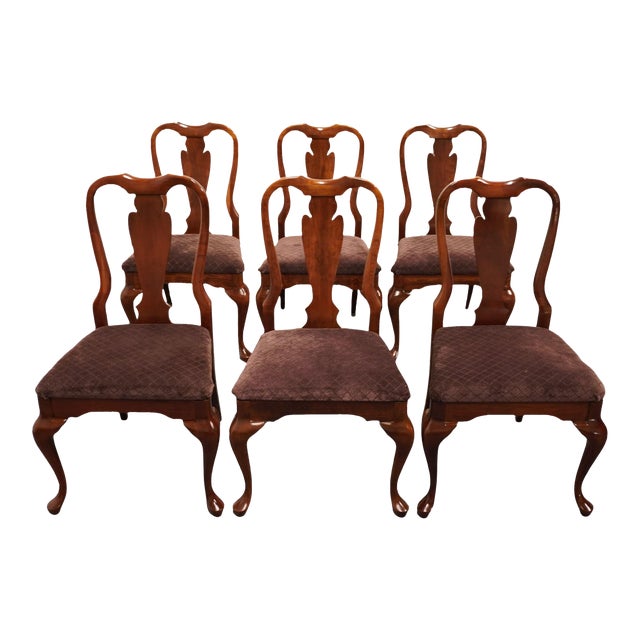 Set of 6 Cresent Furniture Solid Cherry Traditional Queen Anne Style