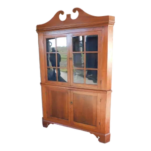 Antique Cherry 2 Piece 12 Pane Corner Cabinet