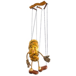 Vintage Handcrafted German Challah Bread Marionette Puppet, 1970s For Sale
