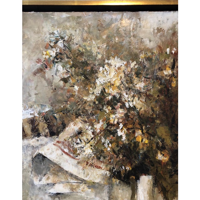 Michel De GallardExpressionist School of Paris Oil Painting Still Life with Pear and Flowers, mid 20th C For Sale In Miami - Image 6 of 9