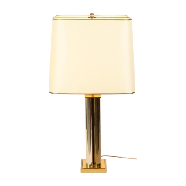 Impressive and imposing table lamp with a large square lampshade, entirely in Hollywood Regency style, presumably by...