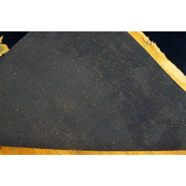 1930s Blue Navy Floral Modern Antique Chinese Art Deco Carpet 8'10" X 11'8" Handknotted Wool Rug For Sale - Image 12 of 12