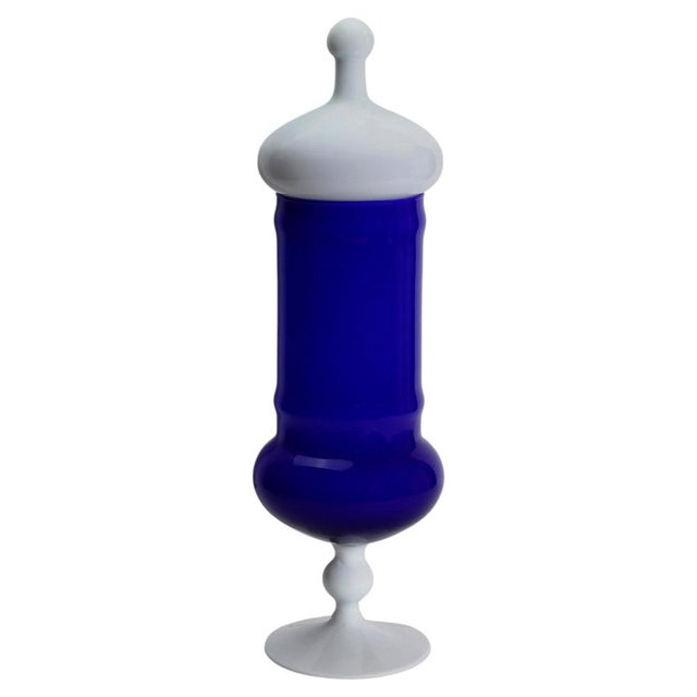 Apothecary Jar in Cobalt Blue Cased Glass by Carlo Moretti, Italy, 1960s For Sale - Image 10 of 10