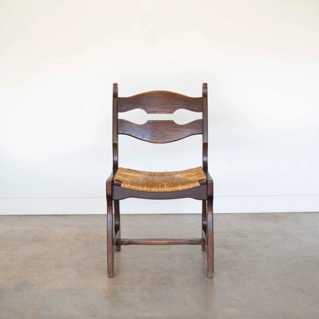 Guillerme et Chambron 1940s French Oak Dining Chairs in the Style of Guillerme & Chambron - Set of 6 For Sale - Image 4 of 12