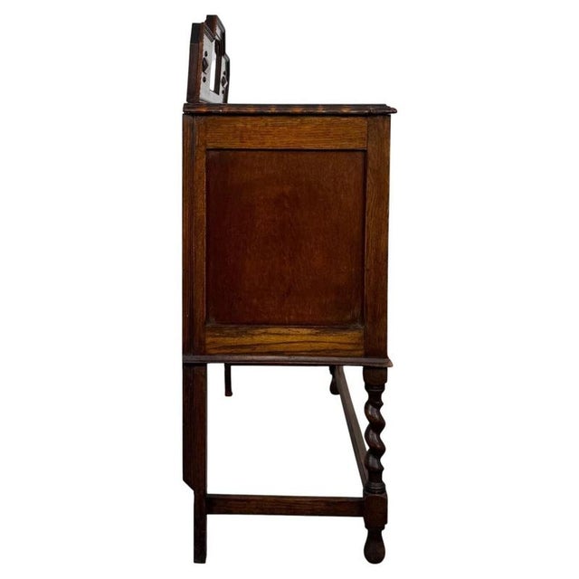 Wood Antique English Edwardian Golden Oak Sideboard For Sale - Image 7 of 13