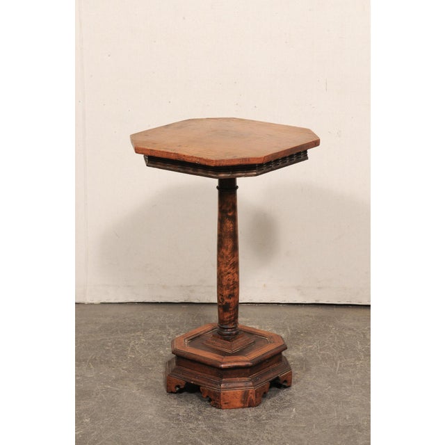 English Wooden Pedestal End Table, 19th C. For Sale - Image 9 of 12