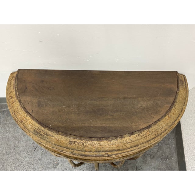 2010s Restoration Hardware Hayrack Cast Iron Demilune Console Table For Sale - Image 5 of 12
