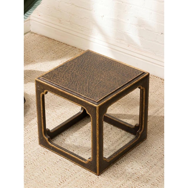 Vintage Black & Gold Textured Side Table For Sale In Los Angeles - Image 6 of 10