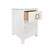 Matthew Izzo Home Blair White Textured Linen One Drawer Side Table With Brass Hardware and Glass Top For Sale In New York - Image 6 of 7