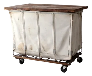 Vintage Dandux Industrial Laundry Cart With Wood Top