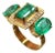 Art Deco 18 K Gold Emerald and Diamond Three Stone Ring For Sale