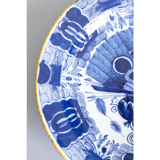 Delft Antique 18th Century Delft Faience Peacock Charger For Sale - Image 4 of 8