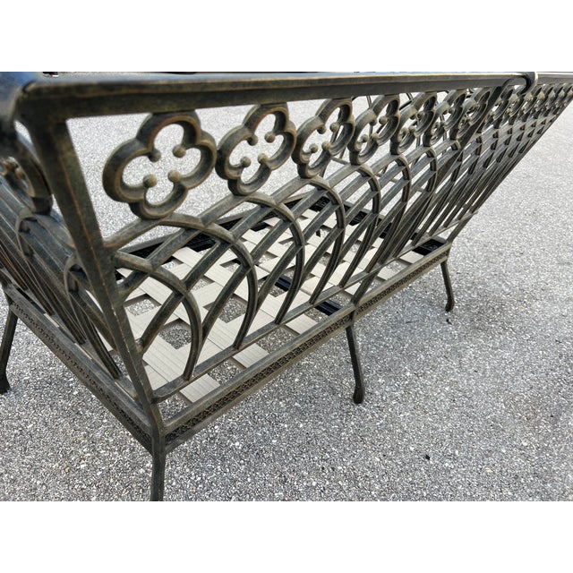 Charming Wrought Iron Patio Settee and Chair Style 2 Pieces For Sale - Image 13 of 18