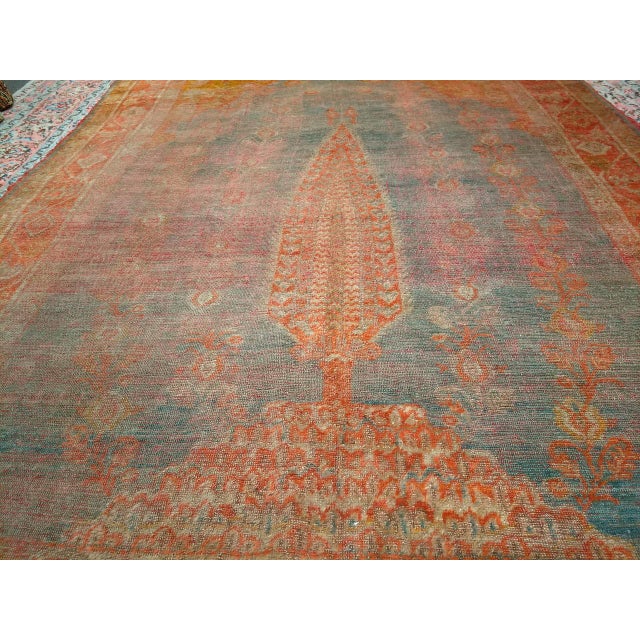 19th Century Turkish Oushak Rug, Tree of Life Design, Aqua Blue, 7' x 10' For Sale - Image 11 of 13
