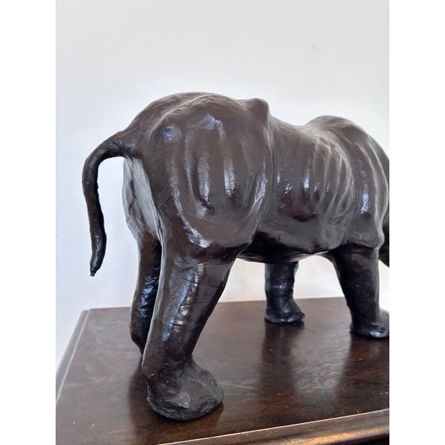 1930s Large Vintage Handcrafted Leather Rhinoceros Statue For Sale - Image 5 of 12
