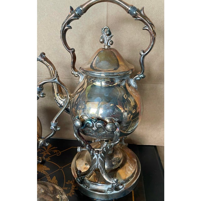 Mid 20th Century Birmingham Silver Co Silver Plate Tea Set Coffee Service Kettle on Stand Teapot - 6 pcs For Sale - Image 10 of 12