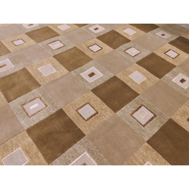 2010s Modern Geometric Checkerboard-Patterned Hand-Knotted Rug. 8'x 10'7" For Sale - Image 5 of 13