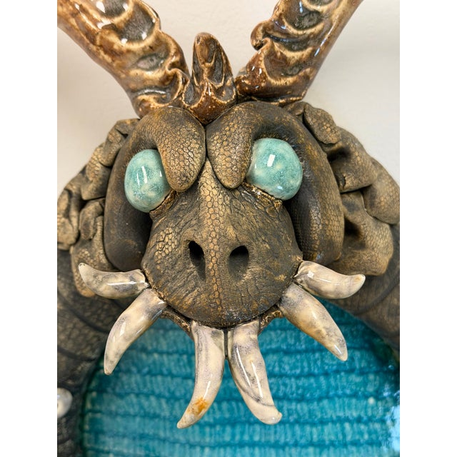 Vintage Richard Marshall Ceramic 'Woo' Dragon Wall Sconce For Sale - Image 4 of 11