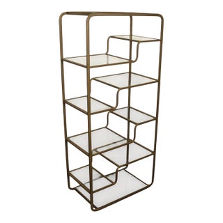 Vintage Mid-Century Multitiered Bronze Plated Waterfall Shelf For Sale