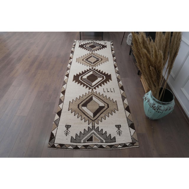 1960s Vintage Handmade Wool Kilim Runner Rug For Sale - Image 9 of 11