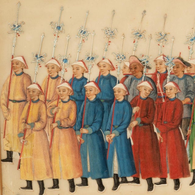 Antique Chinese Qing Dynasty Imperial Gouache Watercolor Pith Painting 1840 For Sale - Image 10 of 10