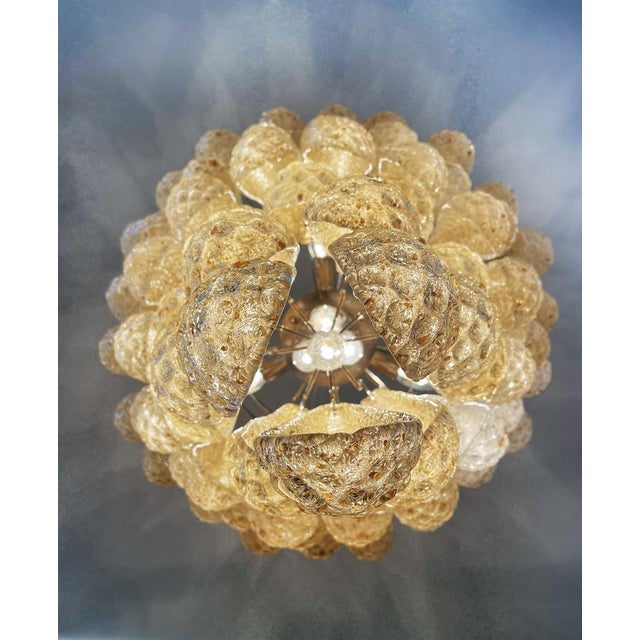 Vintage Italian Murano Chandelier with 75 Amber Glass Petals, 1990s For Sale - Image 12 of 18